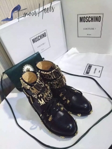 Moschino logo belts boots black 